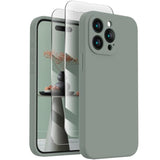 Designed For 15 Pro Case, Silicone Upgraded [Camera Protection] Phone Case With [2 Screen Protectors], Soft Anti-Scratch Microfiber Lining Inside, 6.1 Inch, Calke Green