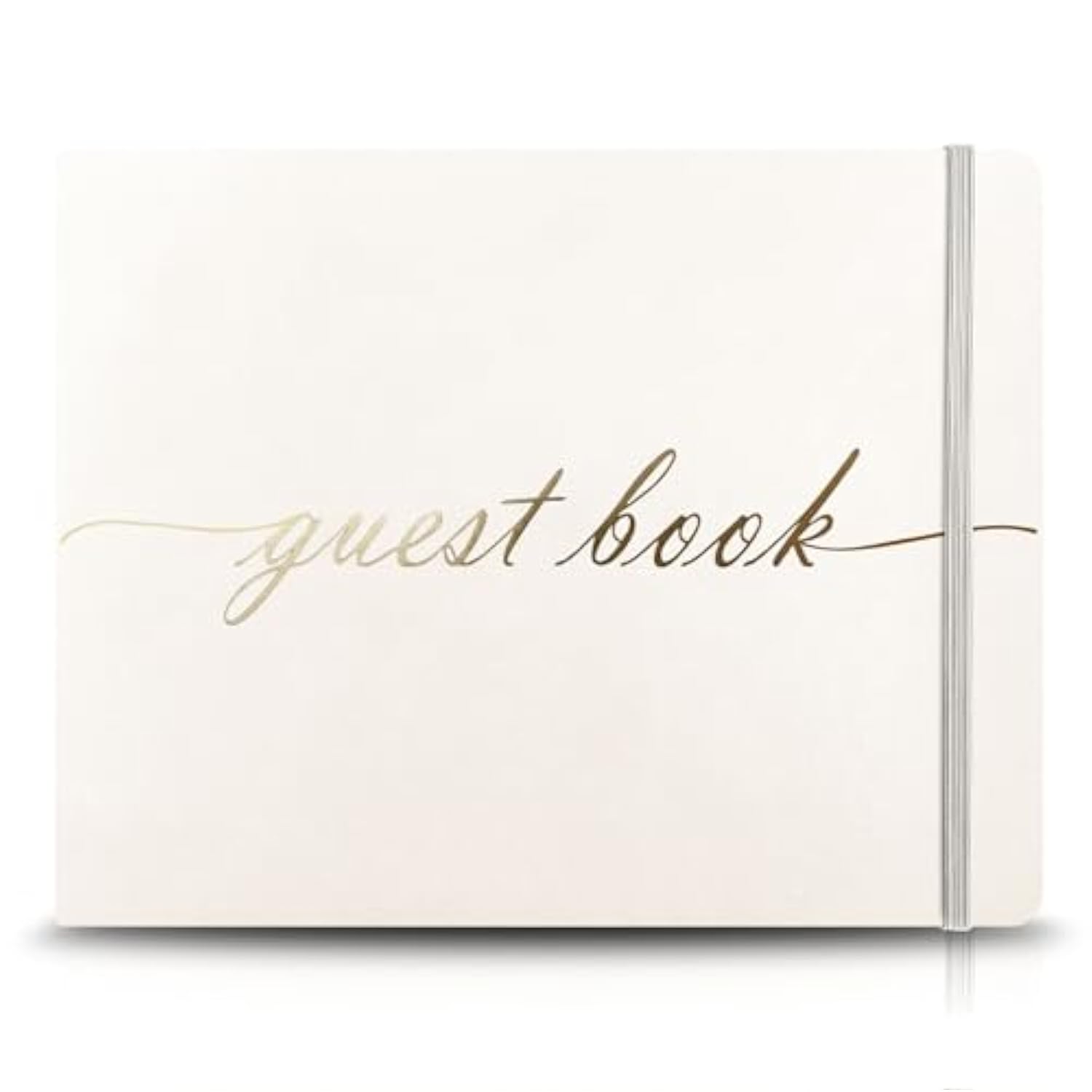 Elegant Wedding Guest Book - Perfect For Wedding Receptions, Baby Showers, Birthdays And Special Events - 7" X 9" Sign In Book - 120 Lined Pages - Leather Hardcover - White