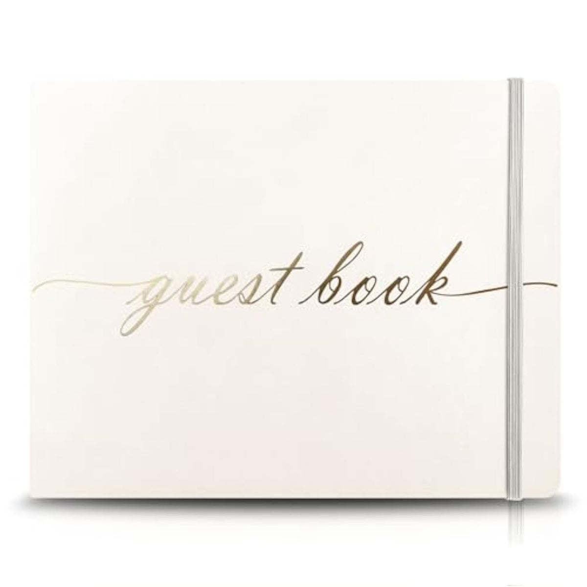 Elegant Wedding Guest Book - Perfect For Wedding Receptions, Baby Showers, Birthdays And Special Events - 7" X 9" Sign In Book - 120 Lined Pages - Leather Hardcover - White