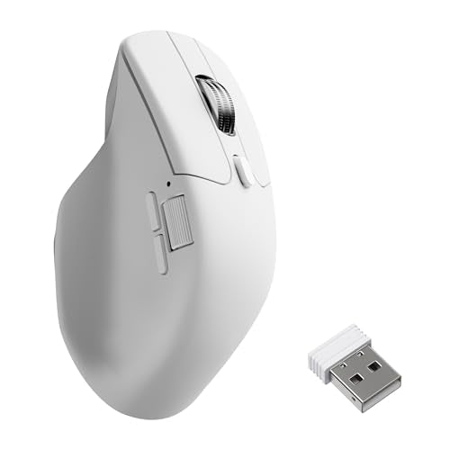 M6 Wireless All Silent Gaming Optical Mouse, 8000Hz Tri-Mode 2.4 Ghz/Bluetooth 5.3/Wired, Pixart 3950 Sensor, 30000 Dpi, Magnetic Metal Scroll Wheel For Windows Pc/Mac - White