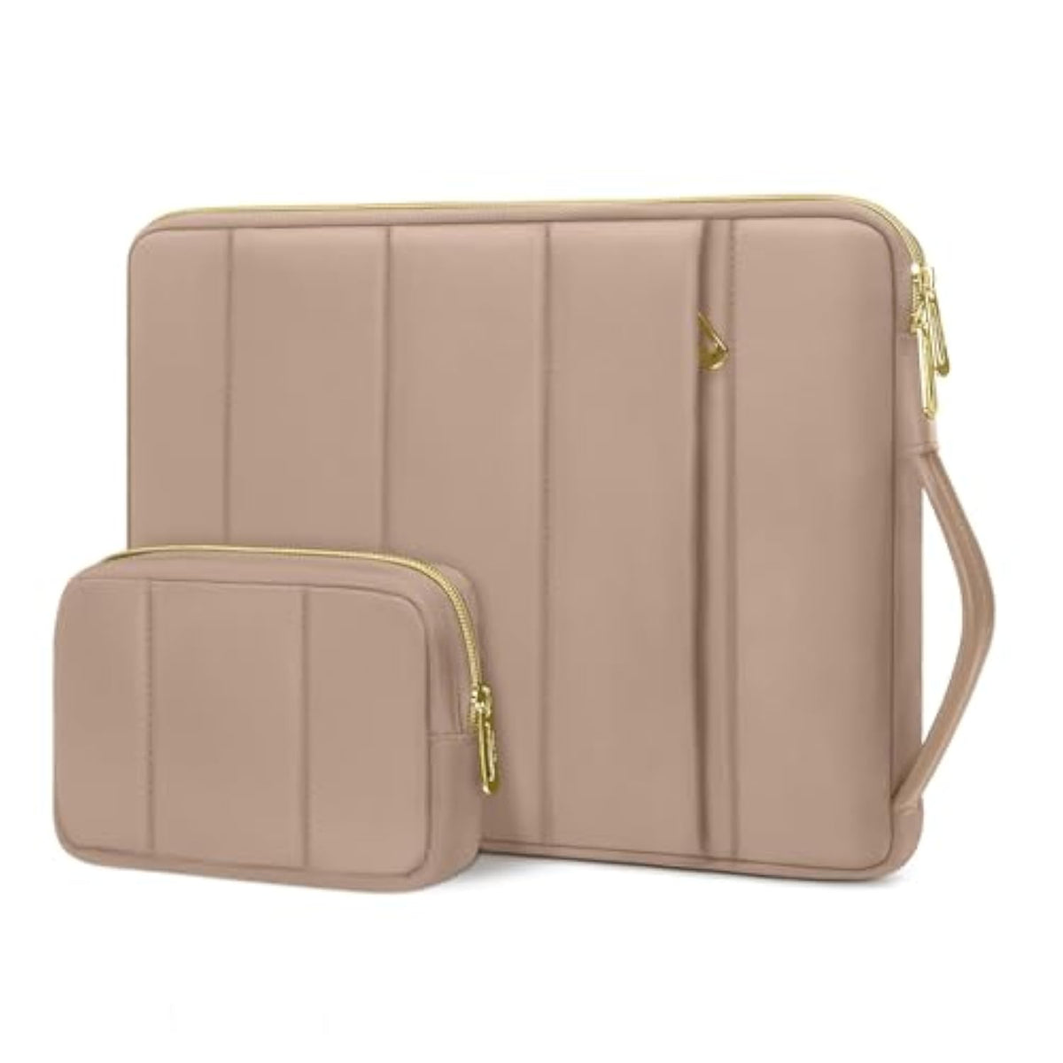 MOSISO 13-14 inch Laptop Case, 13.3 inch Puffy Laptop Sleeve Compatible with MacBook Air 13 13.6 M3 M2 M1/Pro 13/14, HP, Dell, ASUS, Lenovo, Rectangle Vertical Bag with Small Case&Side Handle, Brown