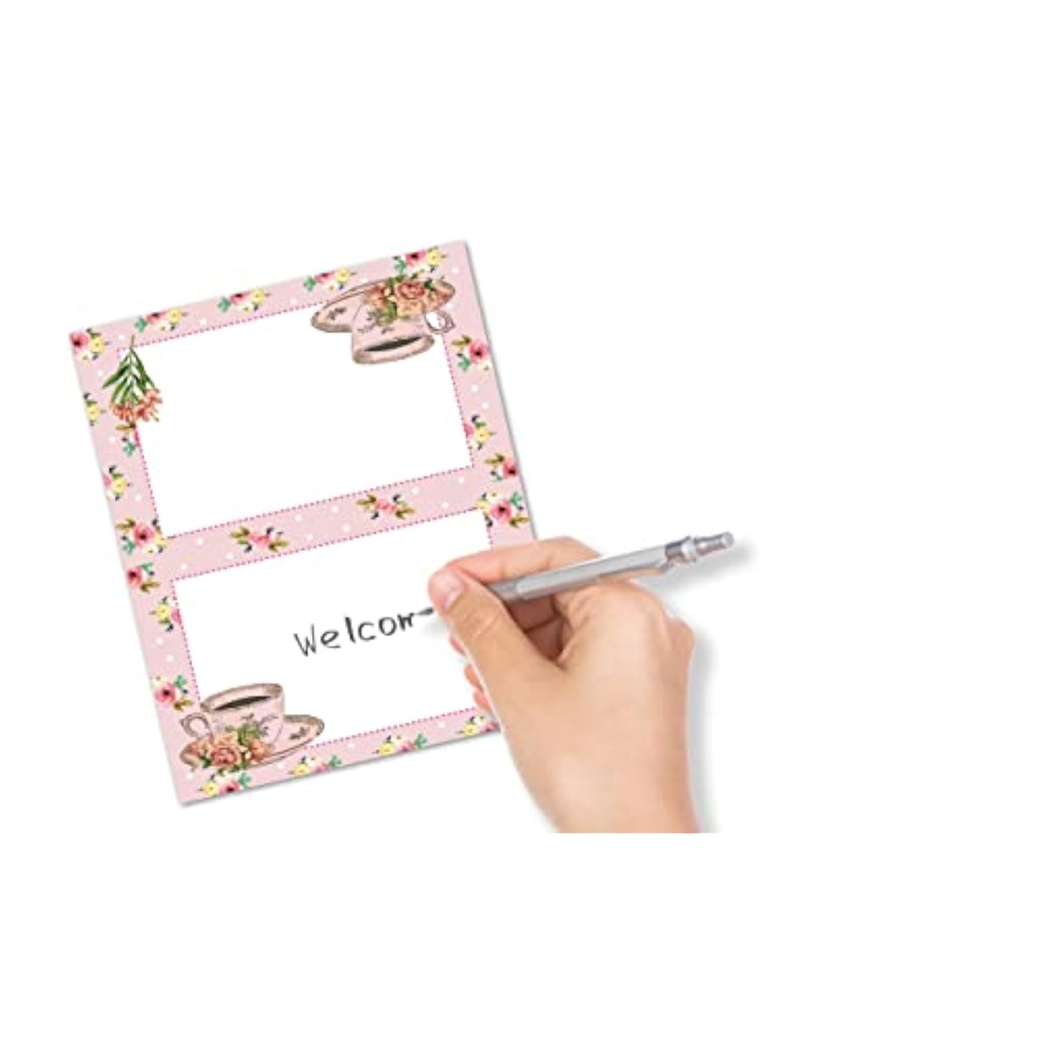 Table Place Card, Tea Party Themed Tent Style Cards, Pack Of 25 Half-Fold Reception Place Card, Perfect For Bride Shower, Birthday Party, Banquet And Special Events C26
