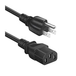 Universal 3-Prong Ac Power Cable For Computer, Tv, Monitor And More, 6 Feet (1.82 Meters), Black