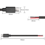 Usb Type-C Pigtail Cable Extension Power Cable 22Awg 5V 3A Usb-C Plug To 2 Pin Bare Wire Open End Connector For Diy - 1M/3.2Ft 5Pcs (Type C Male)