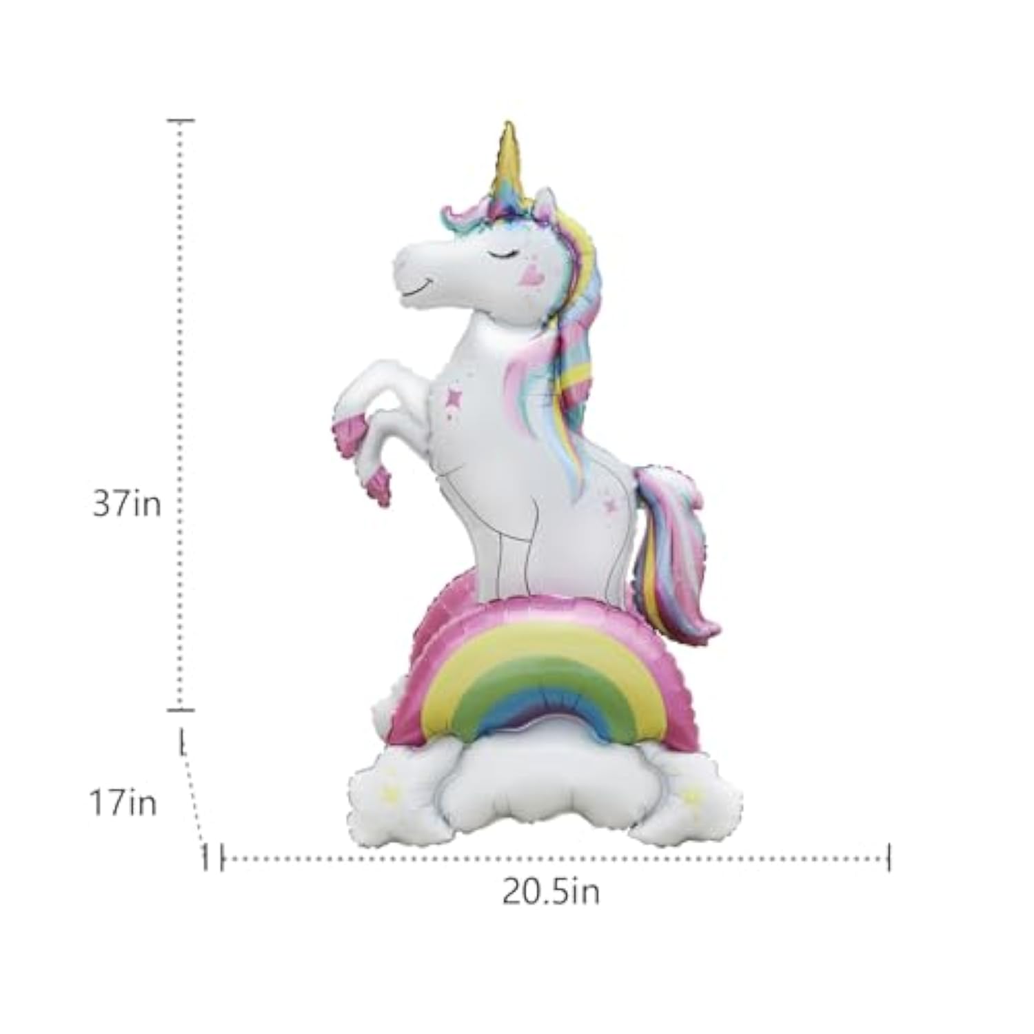 Giant 3D Unicorn Foil Balloon - Rainbow Cloud Party Decor (37 Inch)