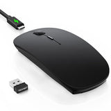 Bluetooth Wireless Mouse For Laptop, Rechargeable Silent Computer Mouse (Bluetooth 5.2/3.0 & 2.4G), Ultra-Thin, 6-Level Adjustable 4800 Dpi Bluetooth Mouse For Mac Os, Ipad, Windows, Android