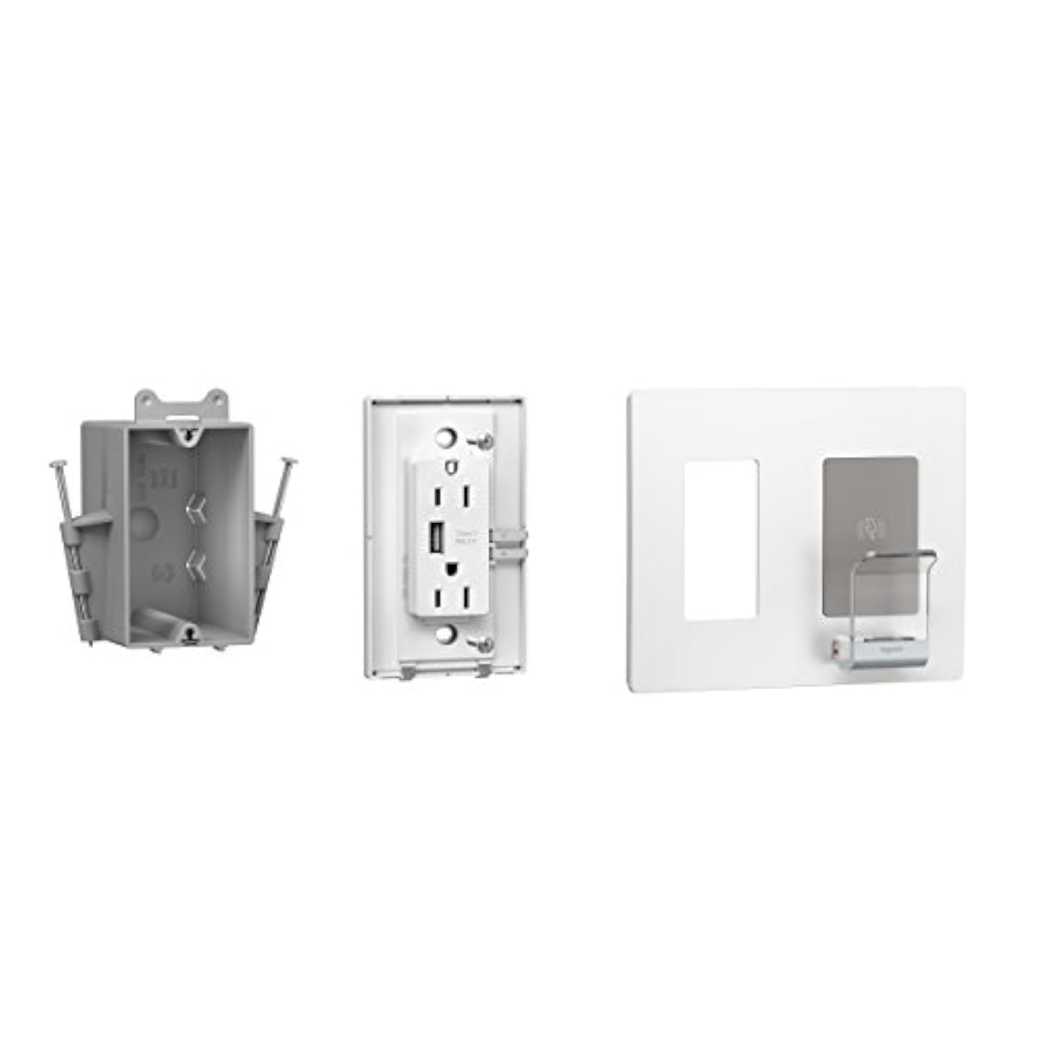 Legrand radiant RWC826USBWCCV2 Wireless USB Charger with 15 Amp Tamper Resistant Outlets and Type A USB Charging Port, for All Qi Enabled Smartphones, White (1 Count)