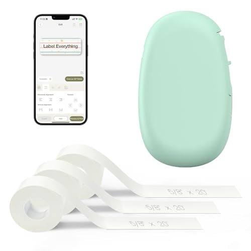 E10 Bluetooth Label Maker Machine With 3 Tapes, Continuous Waterproof Label, Versatile App With 35 Fonts And 1K+ Icons, Inkless Labeler For Home, Kitchen, School, Office Organization, Green