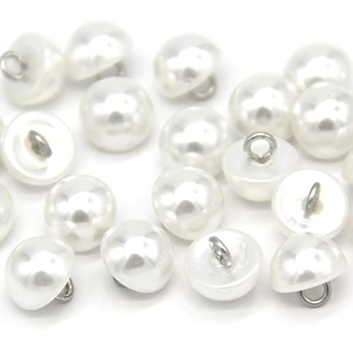 10Mm Half Domed Pearl Buttons, Semi-Circle White Faux Pearl Buttons Fo