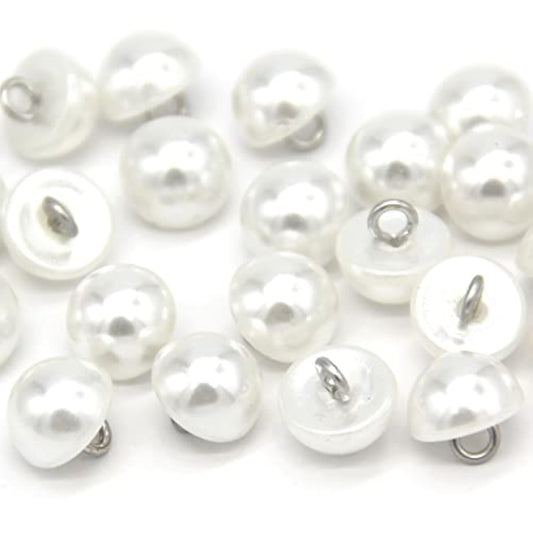 10Mm Half Domed Pearl Buttons, Semi-Circle White Faux Pearl Buttons Fo