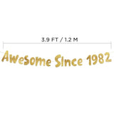 Awesome Since 1982 Gold Glitter Banner - 43Rd Birthday Party And Anniversary Decorations