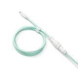Custom Coiled Aviator Usb-C Cable - Mint, 5-Pin (Gx12) Detachable Metal Connector, Usb-A Adapter, Durable Braided Cable For Mechanical Keyboards, Charging & Data Transfer