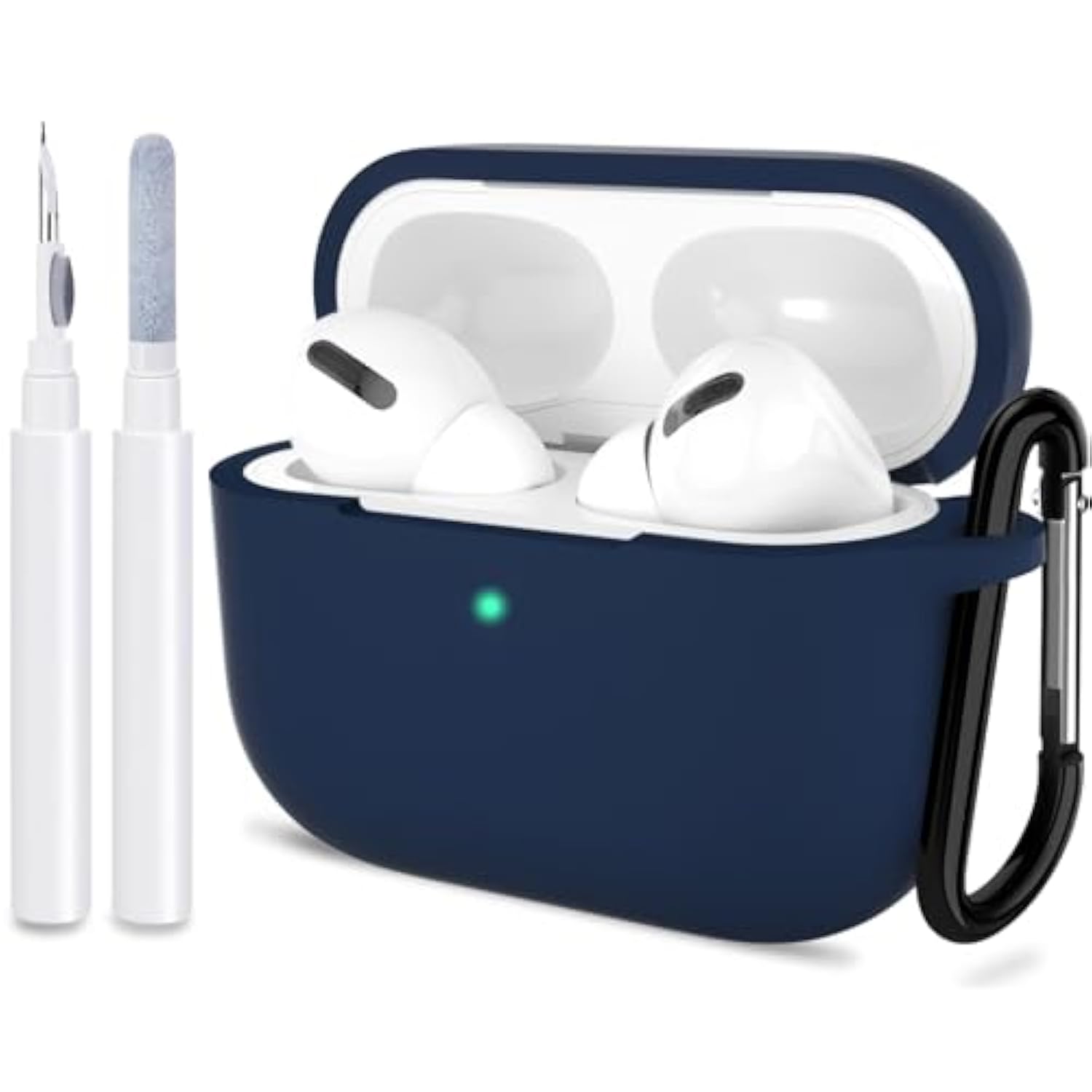 For Airpods Pro 2Nd Generation Case Cover, Protective Silicone Skin Accessories With Keychain For Women Men For Apple Airpods Pro Gen 2(2022), Front Led Visible-Midnight Blue