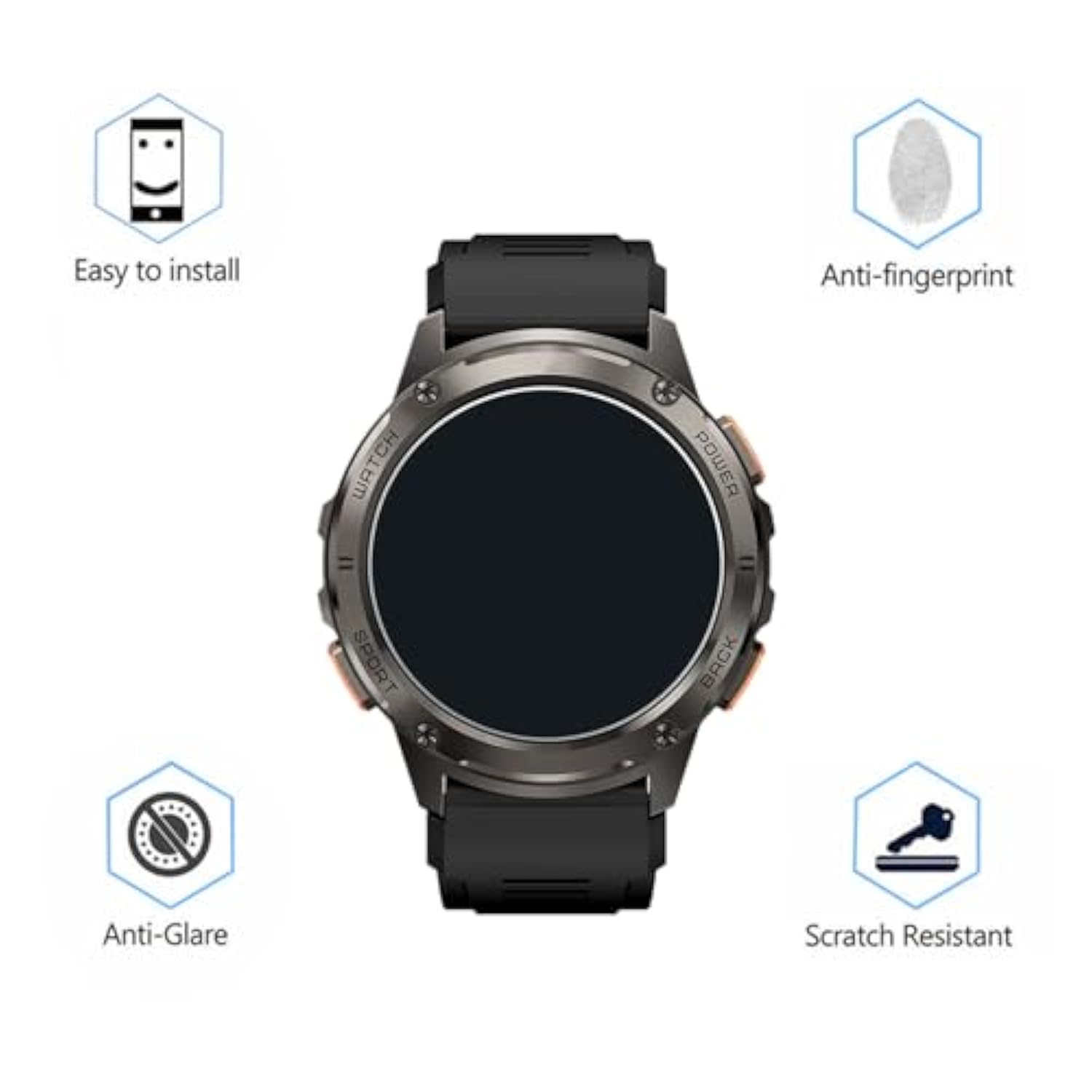 Screen Protector Compatible For Amaztim/Kospet Tank T3 Smart Watch 1.43" (3 Pack) For T3E Smart Watch Tempered Glass Protector