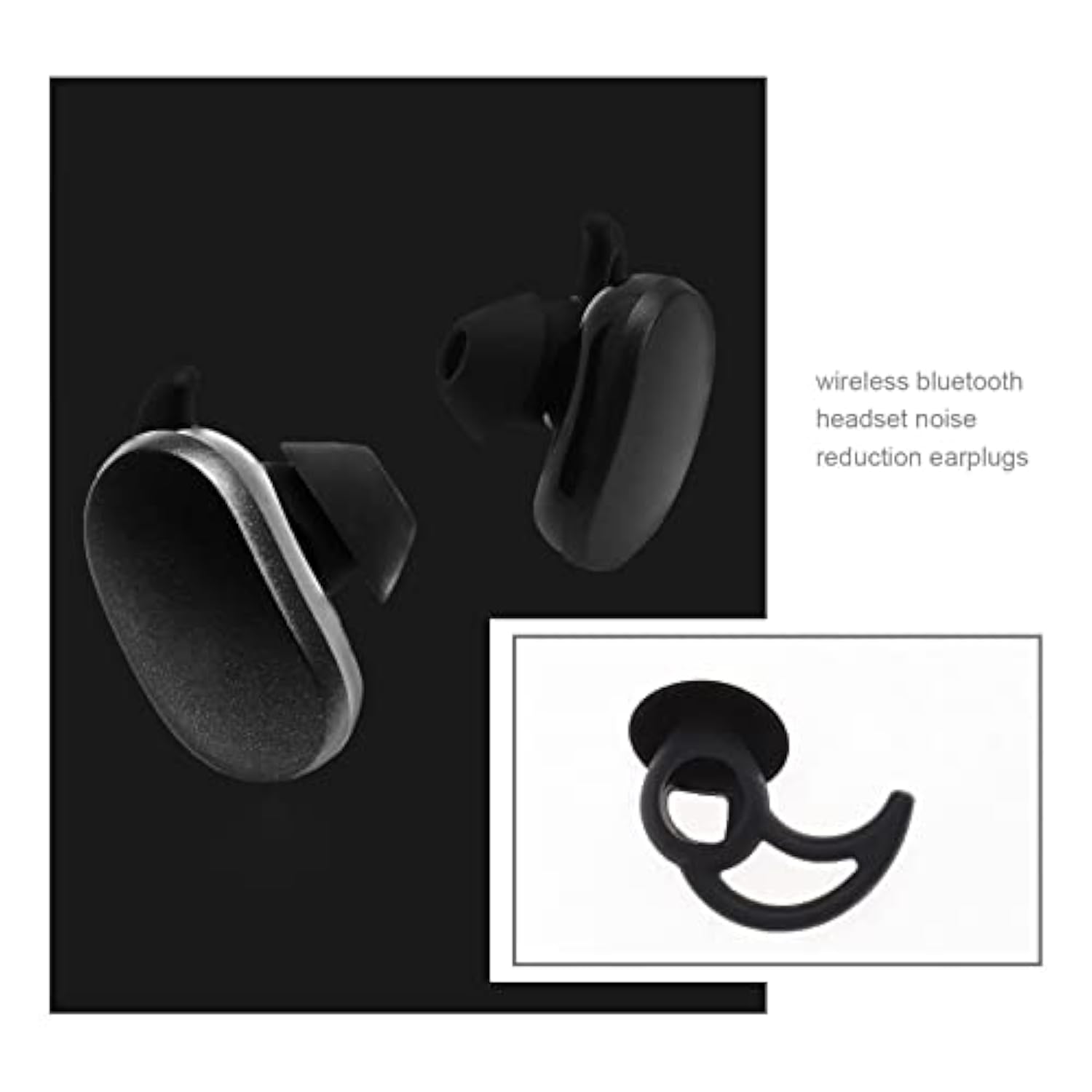 3 Pairs Earbuds Cover Silicone Earhooks Ear Loops In-Ear Earbuds Tips With Wings Compatible With Bo-Se Quietcomfort And Sport Earphones S M L Black