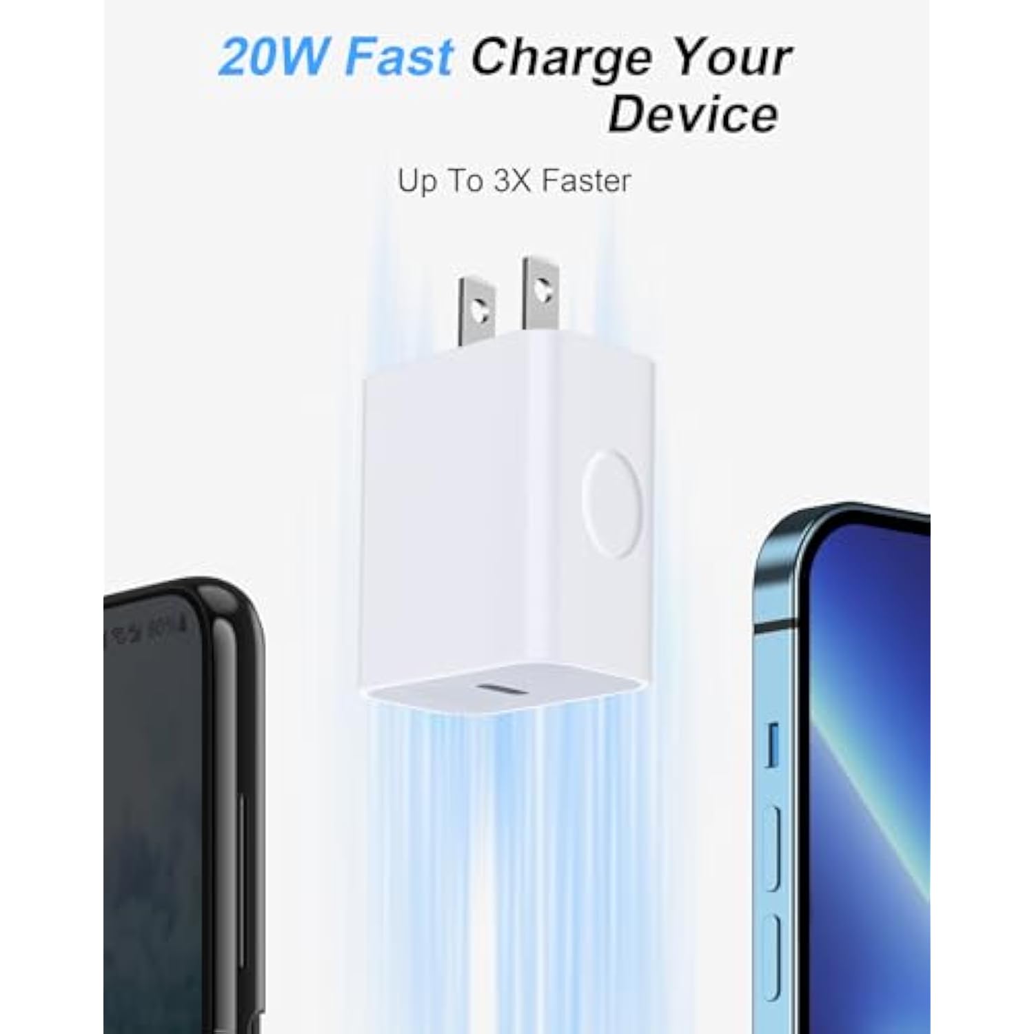 Iphone 16E 17 Charger Block Usb C, 20W Usb-C Power Adapter With Pd 3.0 Type C Charging Block Usbc Wall Plug Cube Compatible For Iphone 17/16E/16 Plus/16Pro Max/15/14/13/12, Ipad Pro, Samsung, Google