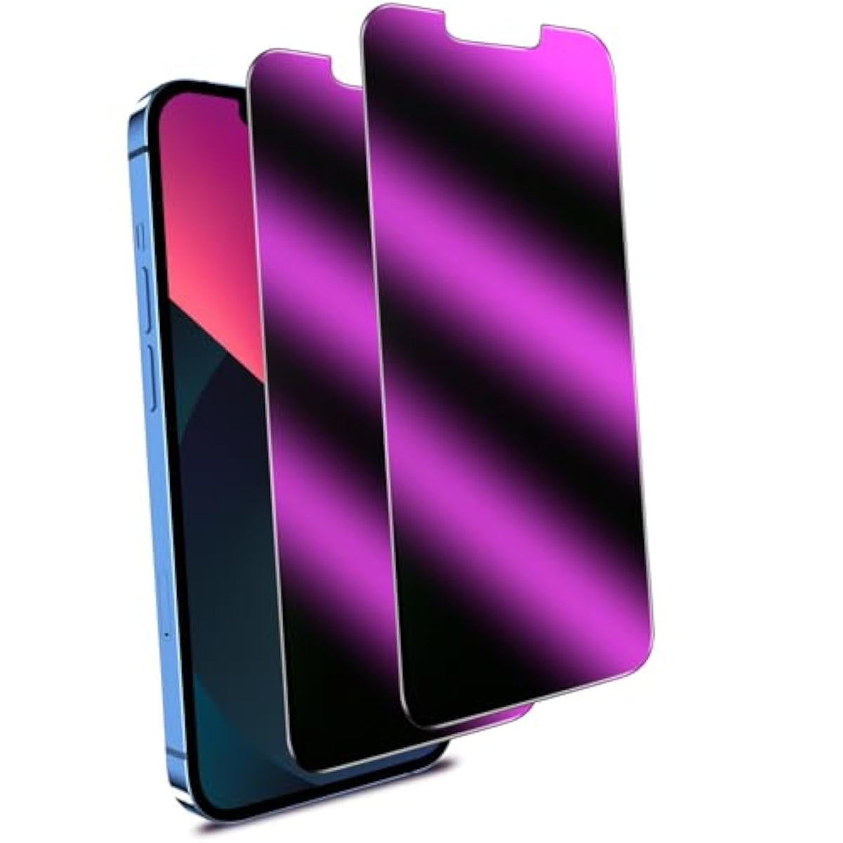 [2-Pack Privacy Screen Protector Designed For Iphone 16E, Iphone 14, Iphone 13 Pro, Iphone 13 Anti-Blue Light Tempered Glass, Purple Anti-Spy, Eye Protection, Colorful Gradient
