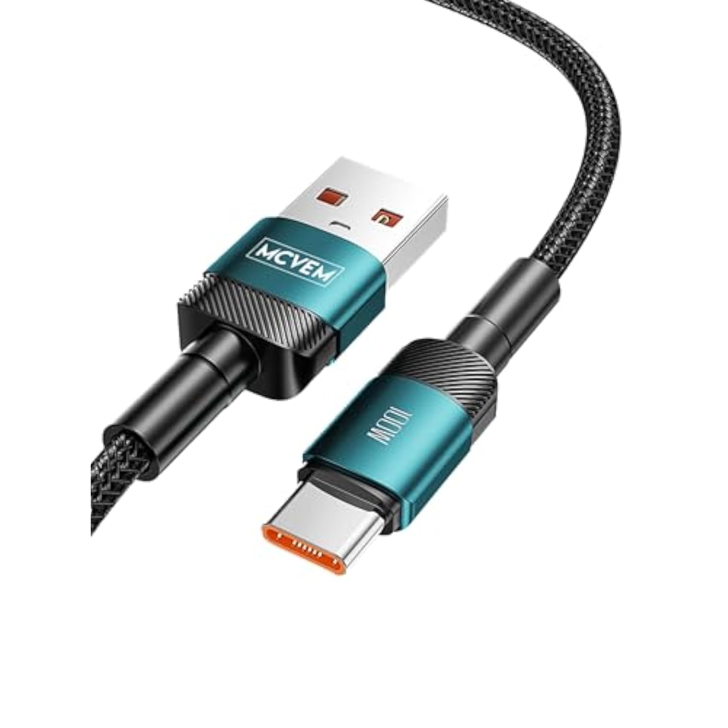 100W Usb A To C Fast Charging Data Cable 3.3 Feet Usb To Usb C Cable For Android Charging, Ipad, Iphone 15, Devices With Usbc Charging - Usba To C Braided Cable With Blue Metal Ends