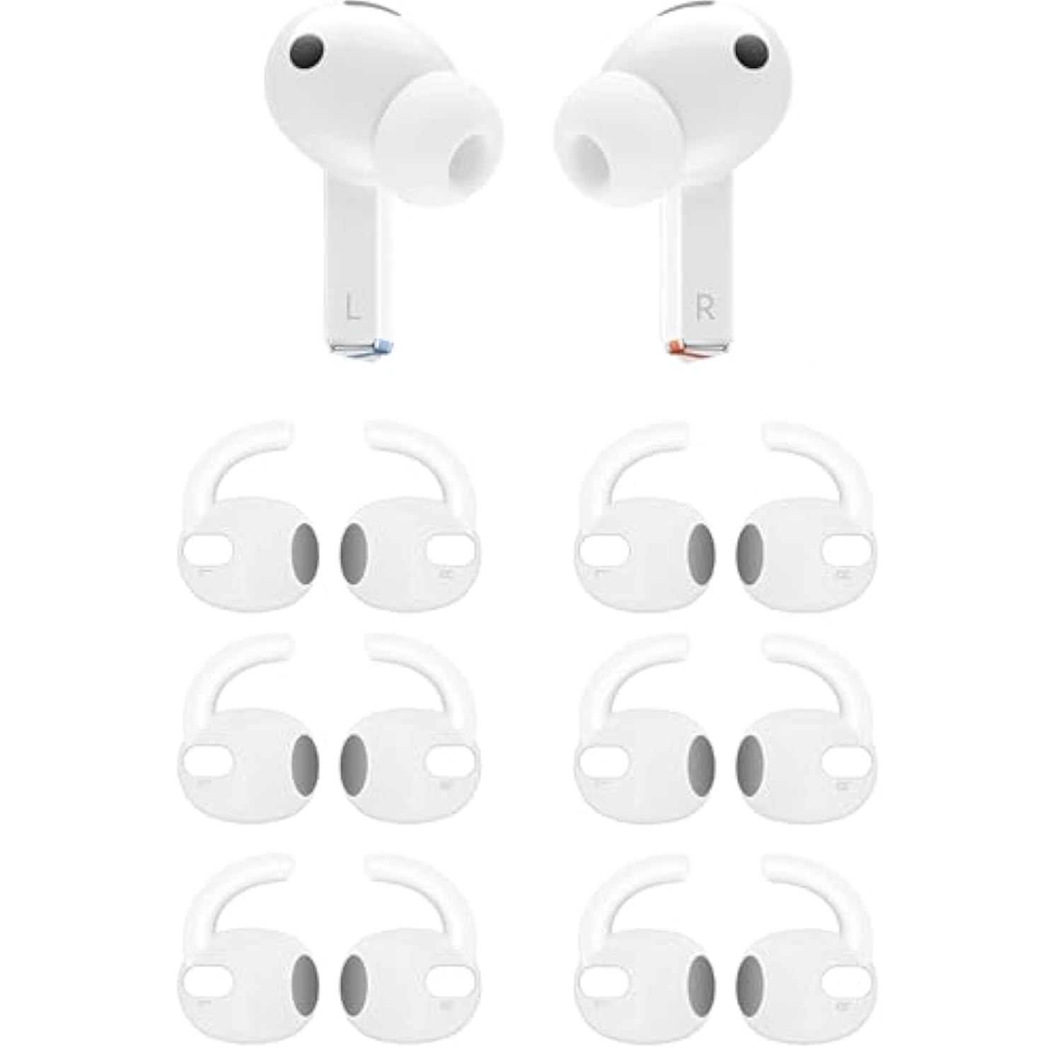 Sport Earhook Compatible With Galaxy Buds 3 Pro Earbuds Sm-R630Nzaexar, 6 Pairs Replacement Silicone Earbuds Hook, Compatible With Galaxy Buds 3 Pro Sm-R630 6 Pairs White