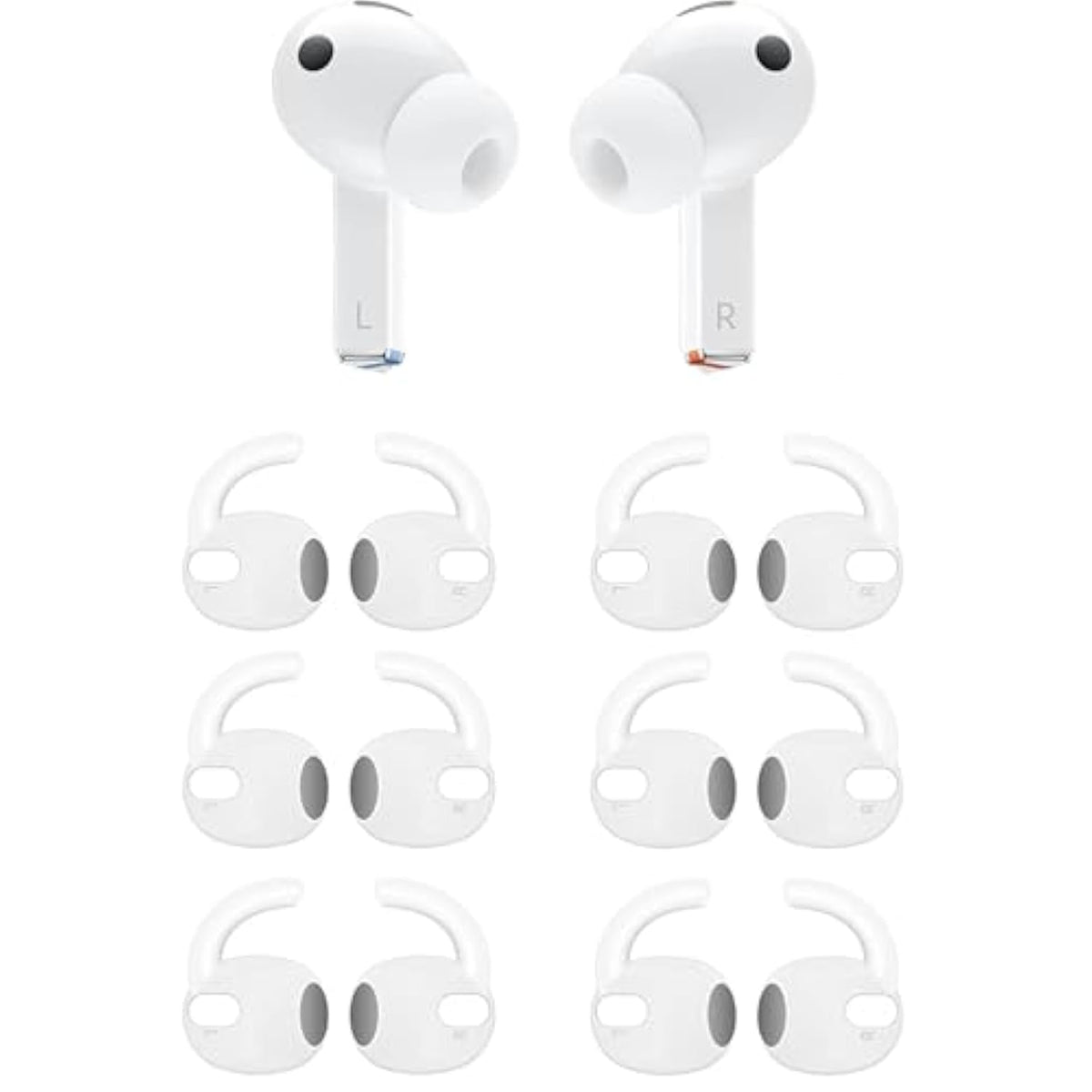 Sport Earhook Compatible With Galaxy Buds 3 Pro Earbuds Sm-R630Nzaexar, 6 Pairs Replacement Silicone Earbuds Hook, Compatible With Galaxy Buds 3 Pro Sm-R630 6 Pairs White