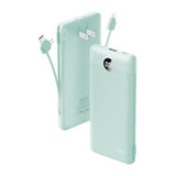 Portable Charger Built-In Cables And Ac Wall Plug, Usb C Power Bank 10000Mah, Travel Battery Portable Phone Charger Compact Lightweight External Battery Pack For Smart Phones, Tablets Etc-Green