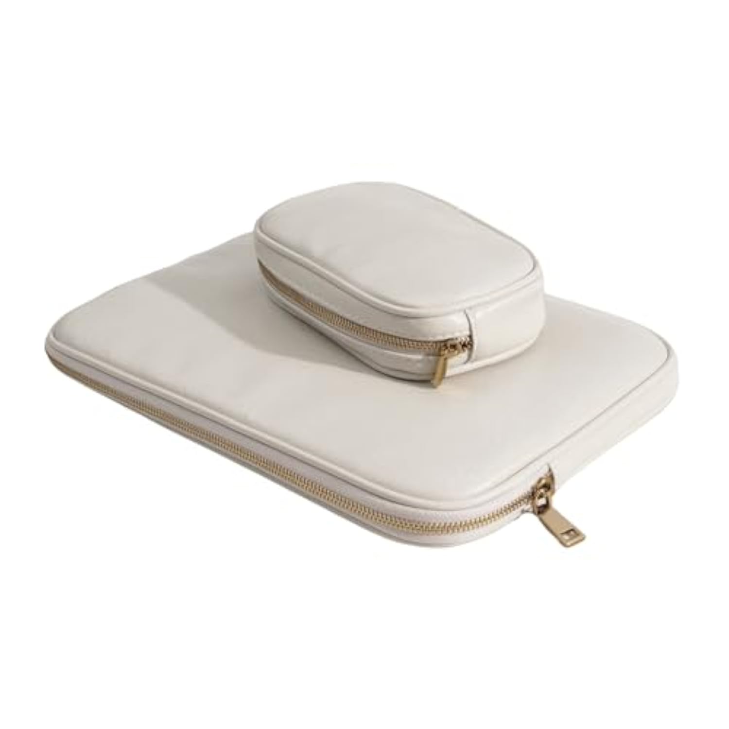 Pu Leather Padded Laptop Sleeve Bag 13Inch Compatible With 2024 Macbook Air 13.6 A3113 M3 A2681,New Macbook Pro 13 M2 A2686 With Charger Pouch Color White