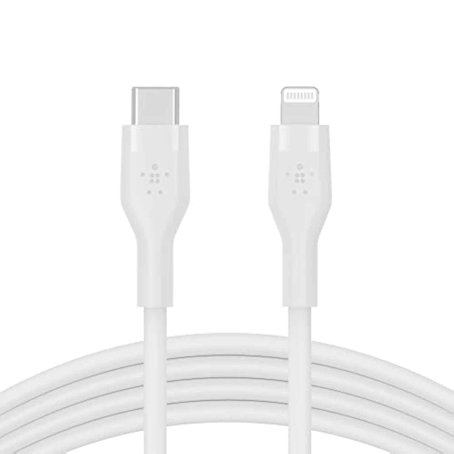 Belkin BoostCharge Flex Silicone USB-C to Lightning Cable (2M/6.6FT), MFi-Certified Charging Cable for iPhone Series with Cable Clip - White