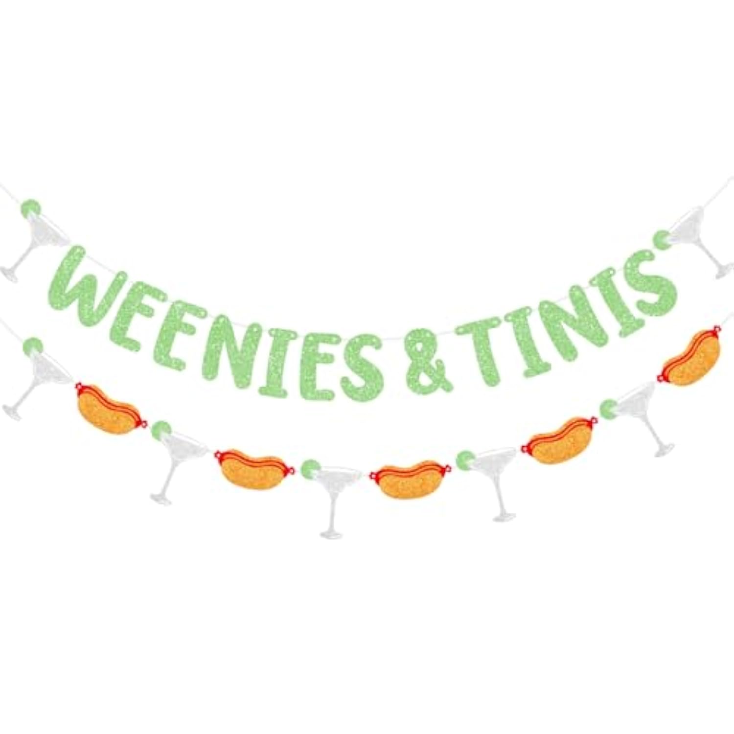 Green "Weenies & Tinis" Banner Martini/Hot Dog Bar Bachelorette Party Decorations