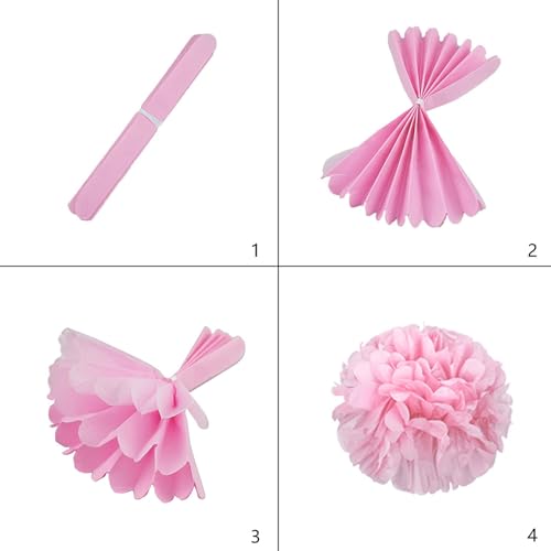 12pcs Hot Pink Tissue Paper Pom Poms,Hanging Paper Pompoms for Baby Shower Wedding Valentine's Day Engagement Birthday Party Decorations