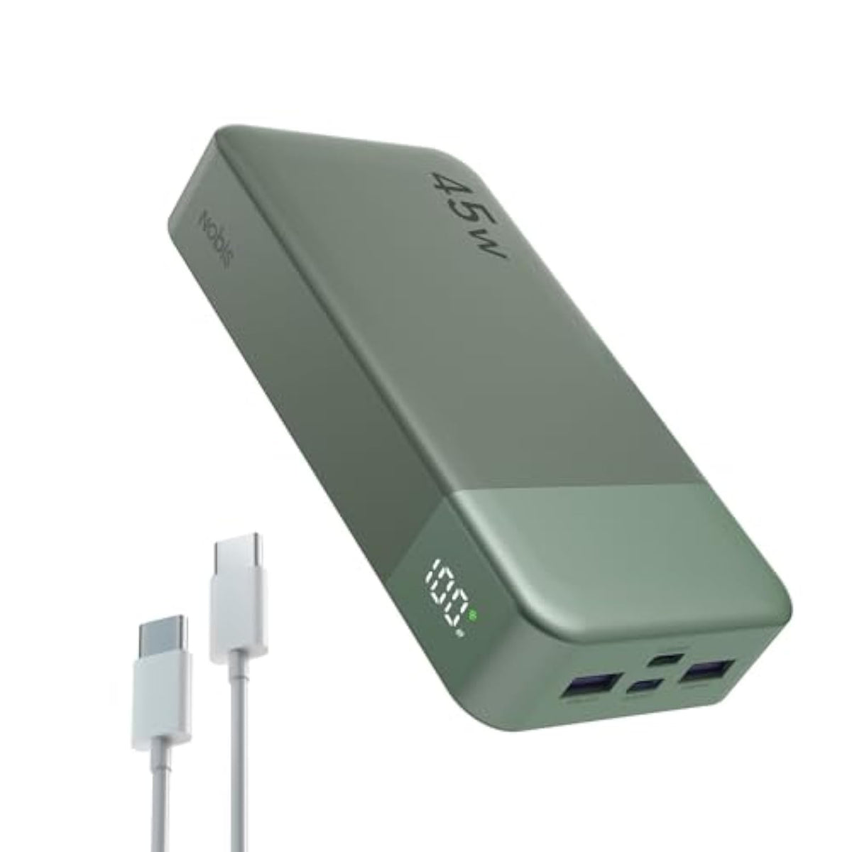Portable Charger, 20000Mah Power Bank, 45W Power Bank Fast Charging, Battery Pack With C To C Cable, Battery Bank With Digital Display For Iphone Android Laptop Etc(Green)