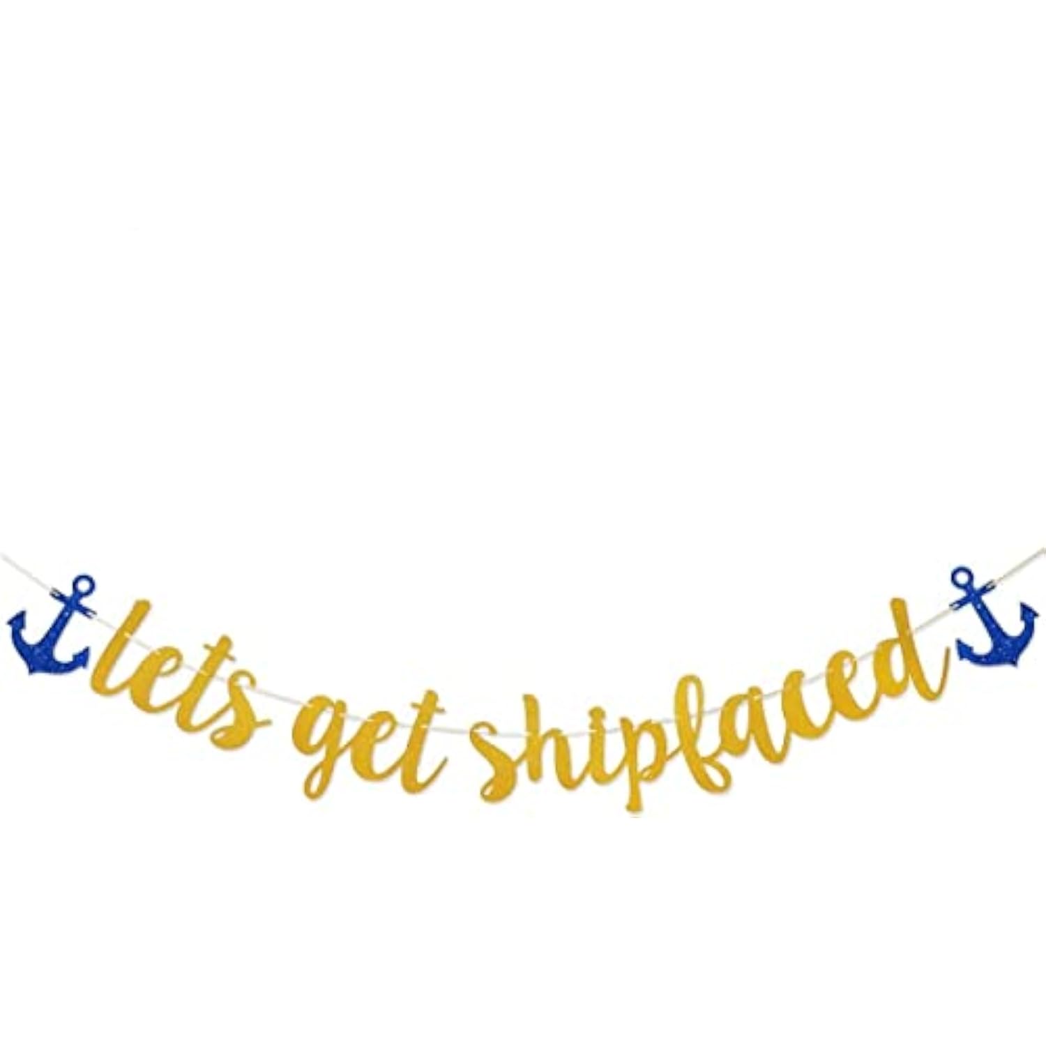Let'S Get Shipfaced Gold Glitter Banner For Nautical Sailor Theme Birthday/Bachelorette Party Anchor Cruise Banner Decorations