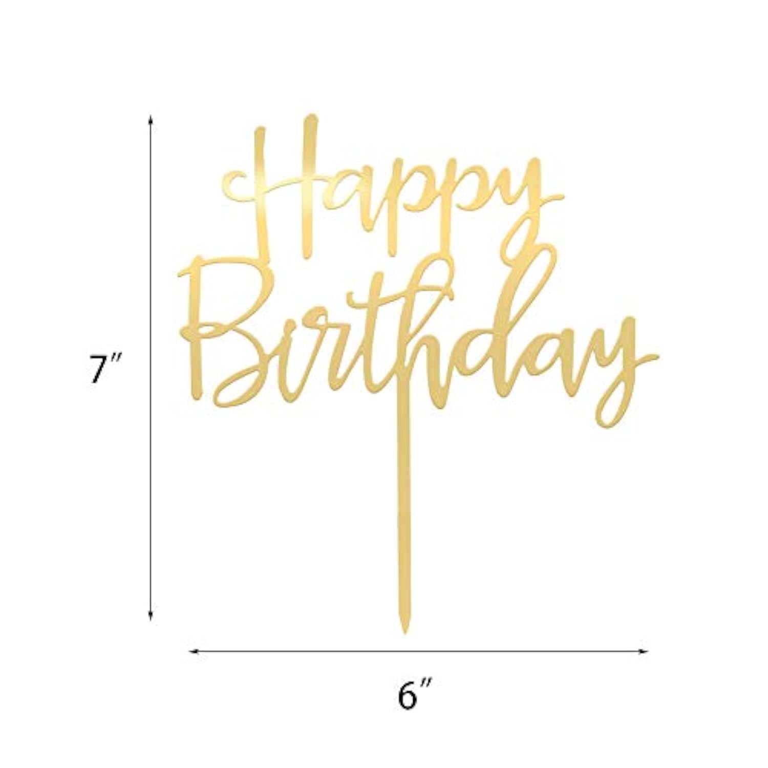 Happy Birthday Cake Topper, Mirrored Gold Acrylic Versatile Cake Topper For Birthday Party Decoration Ideas, Perfect Keepsake For Your Family And Friends