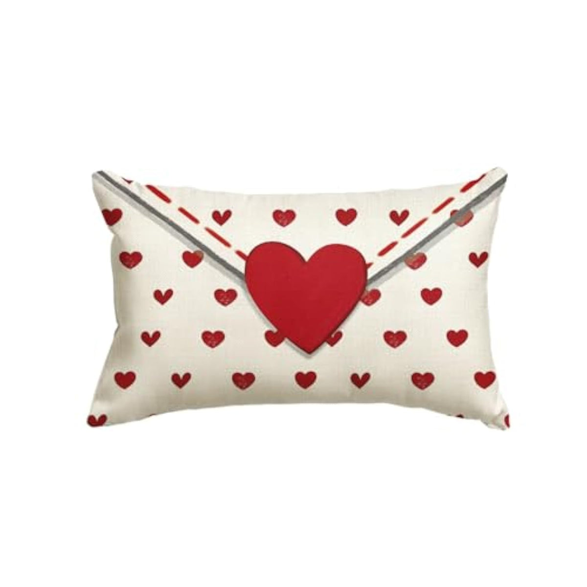 Valentine'S Day Envelope Throw Pillow Cover, 12 X 20 Inch Red Heart White Anniversary Wedding Cushion Case Decoration For Sofa Couch