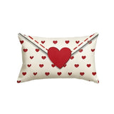 Valentine'S Day Envelope Throw Pillow Cover, 12 X 20 Inch Red Heart White Anniversary Wedding Cushion Case Decoration For Sofa Couch