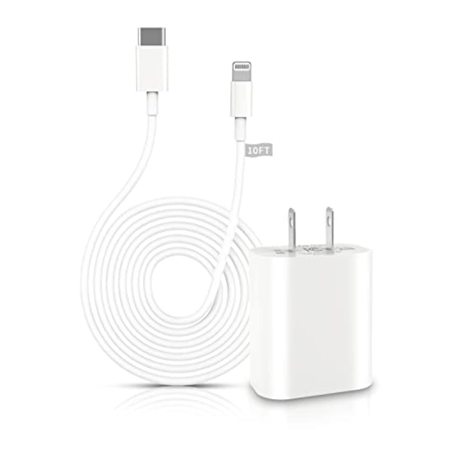 Iphone Fast Charger, [Mfi Certified] 20W Pd Usb C Wall Charger Block With 10Ft Extra Long Type C To Lightning Charging Data Sync Cable Compatible For Apple Iphone 14 13 12 11 Xs Xr X 8 Ipad