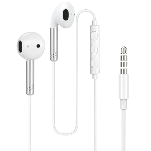 Wired Headphones Earbuds 3.5mm Jack for iPhone iPad  Computer MP3/4, in-Ear Earphones with Microphone Bass Stereo Corded Ear Buds for School