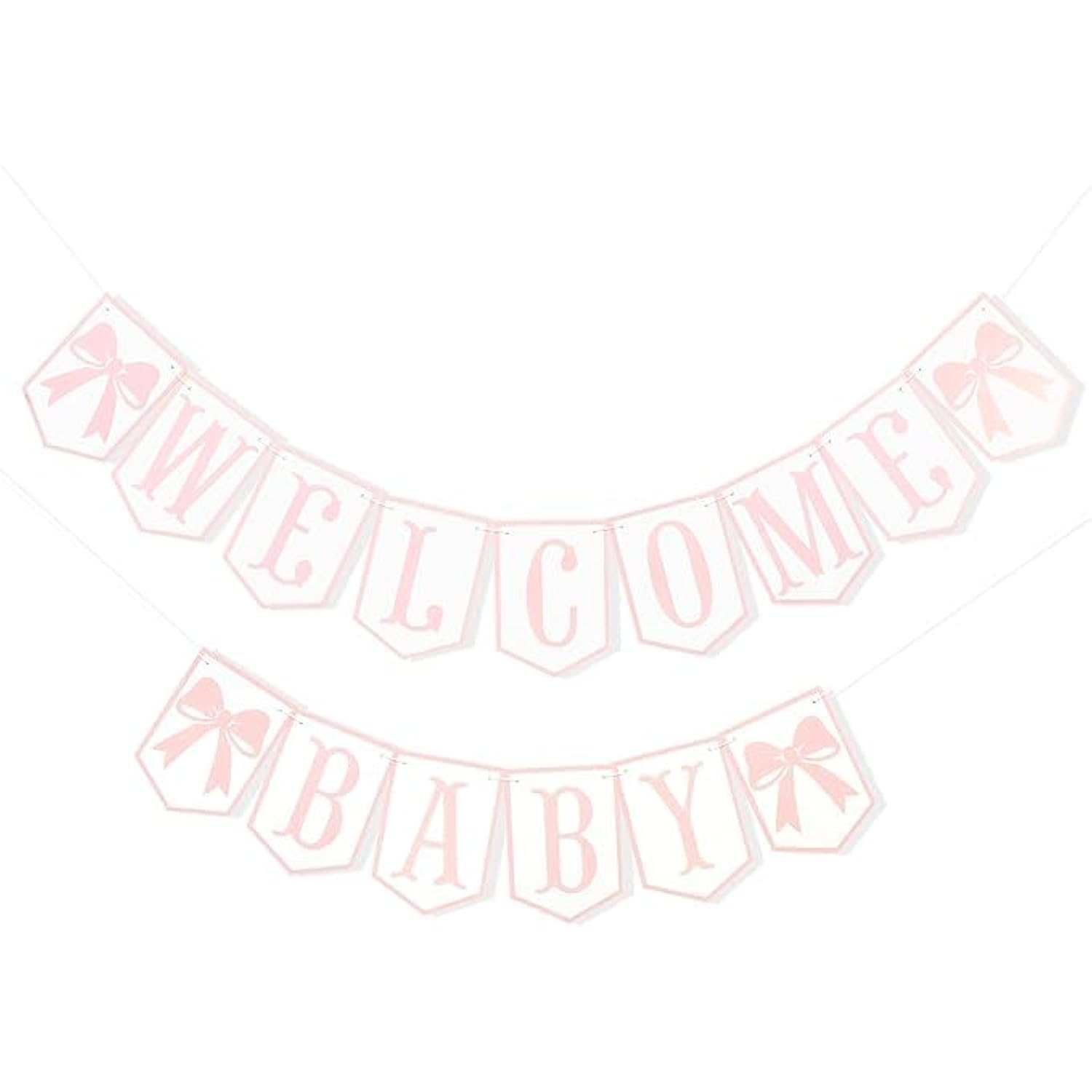 Welcome Baby Party Decorations - Pink Bow Banner for Girls' Gender Reveal & Baby Shower