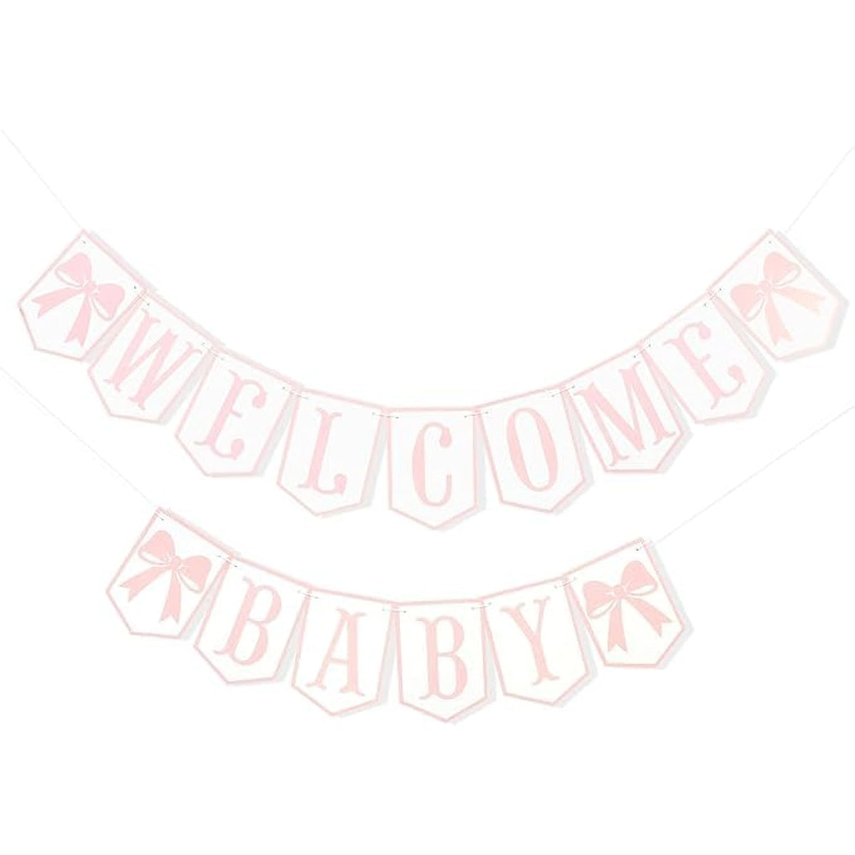 Welcome Baby Party Decorations - Pink Bow Banner for Girls' Gender Reveal & Baby Shower