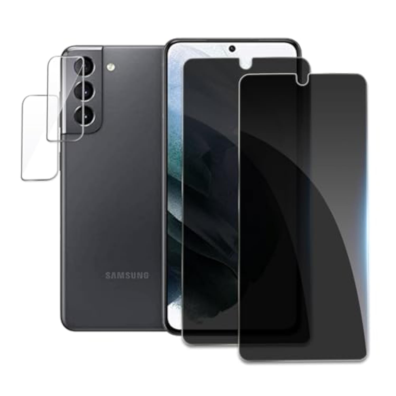 [2+2 Pack] Privacy Screen Protector For Samsung Galaxy S21 Plus, Anti-Spy Shatterproof Tempered Glass With Camera Lens Tempered Glass 9H Hardness Bubble Free