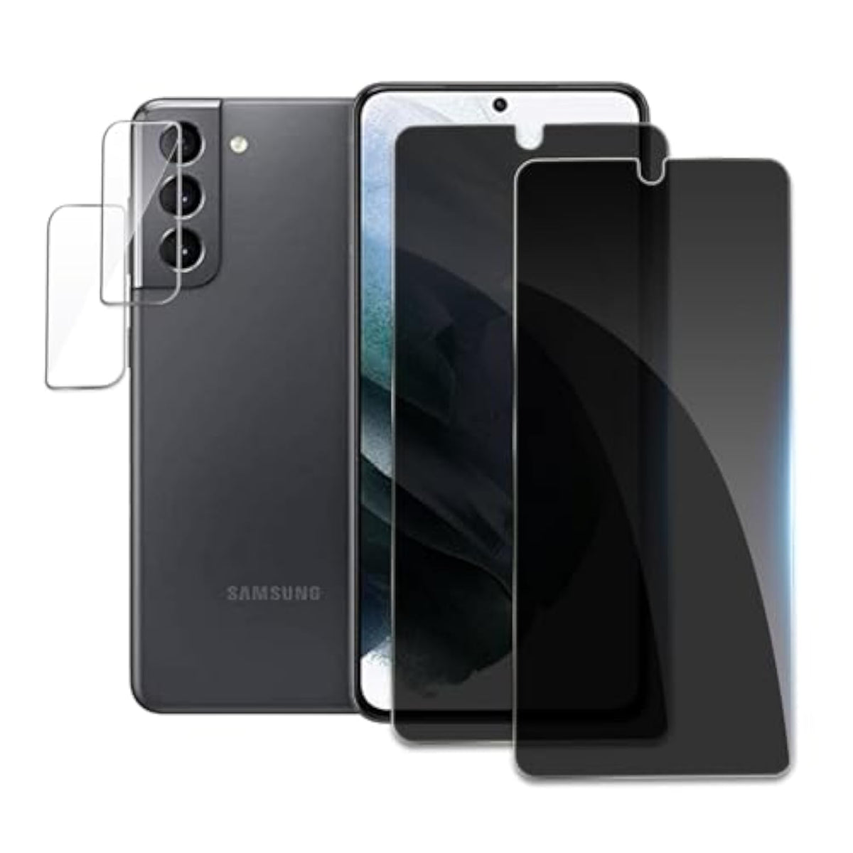 [2+2 Pack] Privacy Screen Protector For Samsung Galaxy S21 Plus, Anti-Spy Shatterproof Tempered Glass With Camera Lens Tempered Glass 9H Hardness Bubble Free