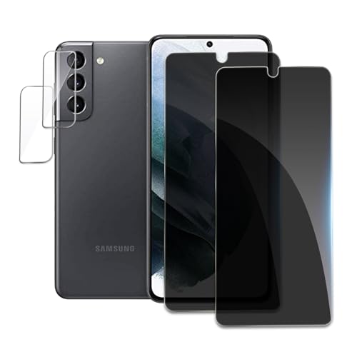 [2+2 Pack] Privacy Screen Protector for Samsung Galaxy S21 Plus, Anti-Spy Shatterproof Tempered Glass with Camera Lens Tempered Glass 9H Hardness