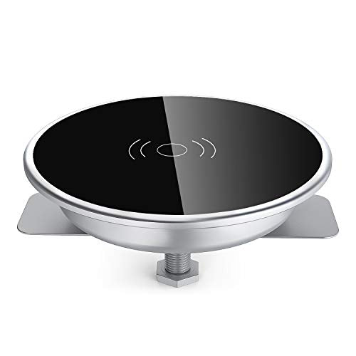 Embed in Desk Wireless Charger,15W Fast Charging Pad Phone Charger,Hidden Desk Grommet Qi Charging Station Compatible with iPhone