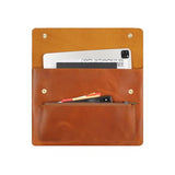 Genuine Leather Sleeve For 13/14/15-In Macbook Pro & Macbook Air, Slim Protective Laptop Case, Folio Document Organizer Leather Folder Portfolio-Brown