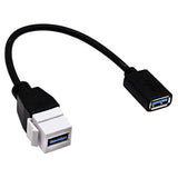Usb 3.0 Keystone Jack Inserts Cable, Usb 3.0 A Female To Usb A 3.0 Female Keystone Insert Wall Plate Outlet Panel Adapters Connector Cable-20Cm/8Inch (Usb3.0 F/F)