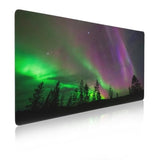 Northern Lights Mouse Pad Gaming Forest Mousepad Desk Mat,Smoothing Fabric Mousepad For Fluid Control,Ultra-Stable Non-Slip Rubber Base Mouse Pad,Stitched Edges(31.5X15.7 In)