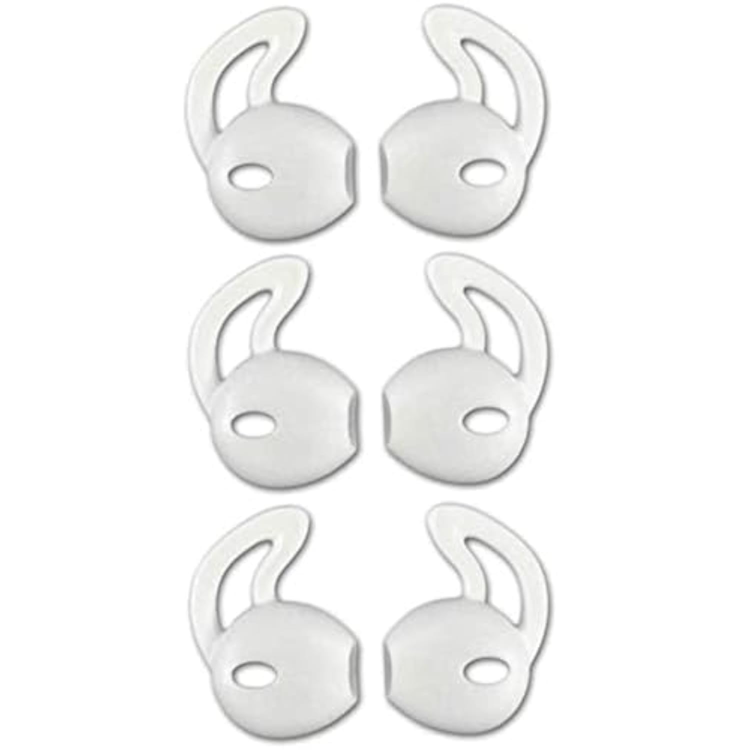 Ear Hook Covers For Earbud Headphones, Noise Isolation Anti-Slip Silicone Earbuds/Ear Plug Tips 3 Pair Cover Tips Accessories Compatible Headset Mnhf2Am/A (White 6Pcs)