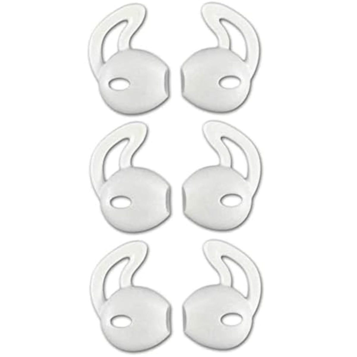 Ear Hook Covers For Earbud Headphones, Noise Isolation Anti-Slip Silicone Earbuds/Ear Plug Tips 3 Pair Cover Tips Accessories Compatible Headset Mnhf2Am/A (White 6Pcs)