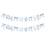 2Pcs Blue Bow Starfish And Shell Banner, Beach Bachelorette Party Decorations Seashell Party Decor, Exquisite & Beautiful Hanging Garland Decorations For Summer Birthdays Weddings