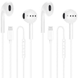 [ MFi Certified] 2 Pack Lightning Wired Earbuds for iPhone, True Plug and Play in-Ear Headphones with Microphone & Volume Control, Noise