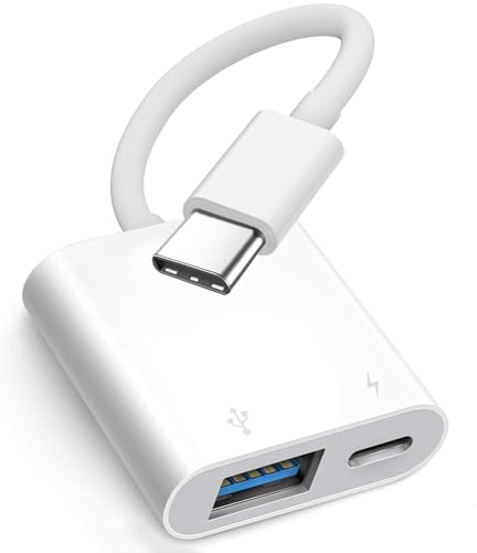 USB-C to USB Camera Adapter with 30W Charging Port for iPhone 17/16/15, MFi Certified USB 3.0 OTG Cable Compatible with MacBook Pro Air, iPad